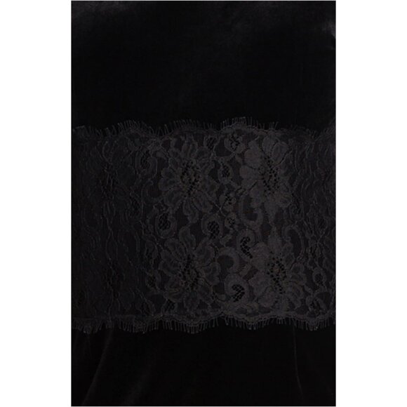 NWT DONNA MORGAN Women's Black V-Neck Lace Inset Velvet Cocktail Dress Sz 14 - Picture 5 of 9